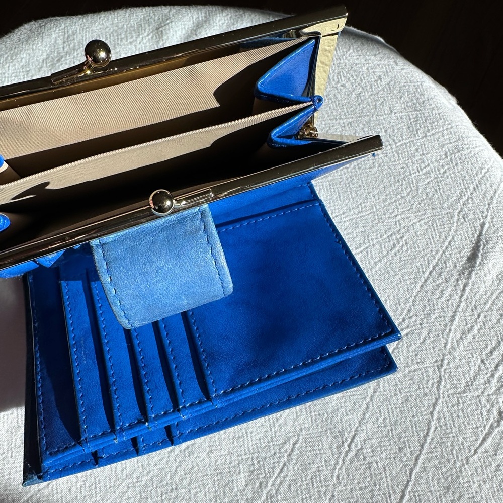 Classic Extra Roomy Organizer Blue Leather Wallet Buxton Heiress Double Cardex - Picture 6 of 8